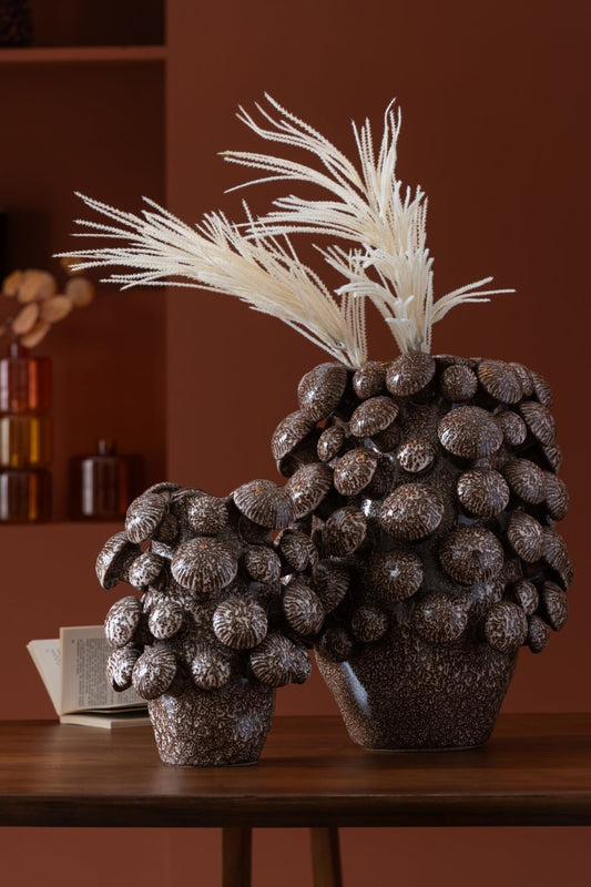 Vase Fungi Clay Brown Small