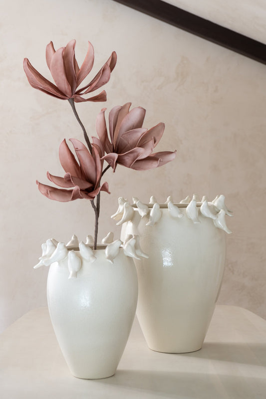 Vase Budgie Clay White Small