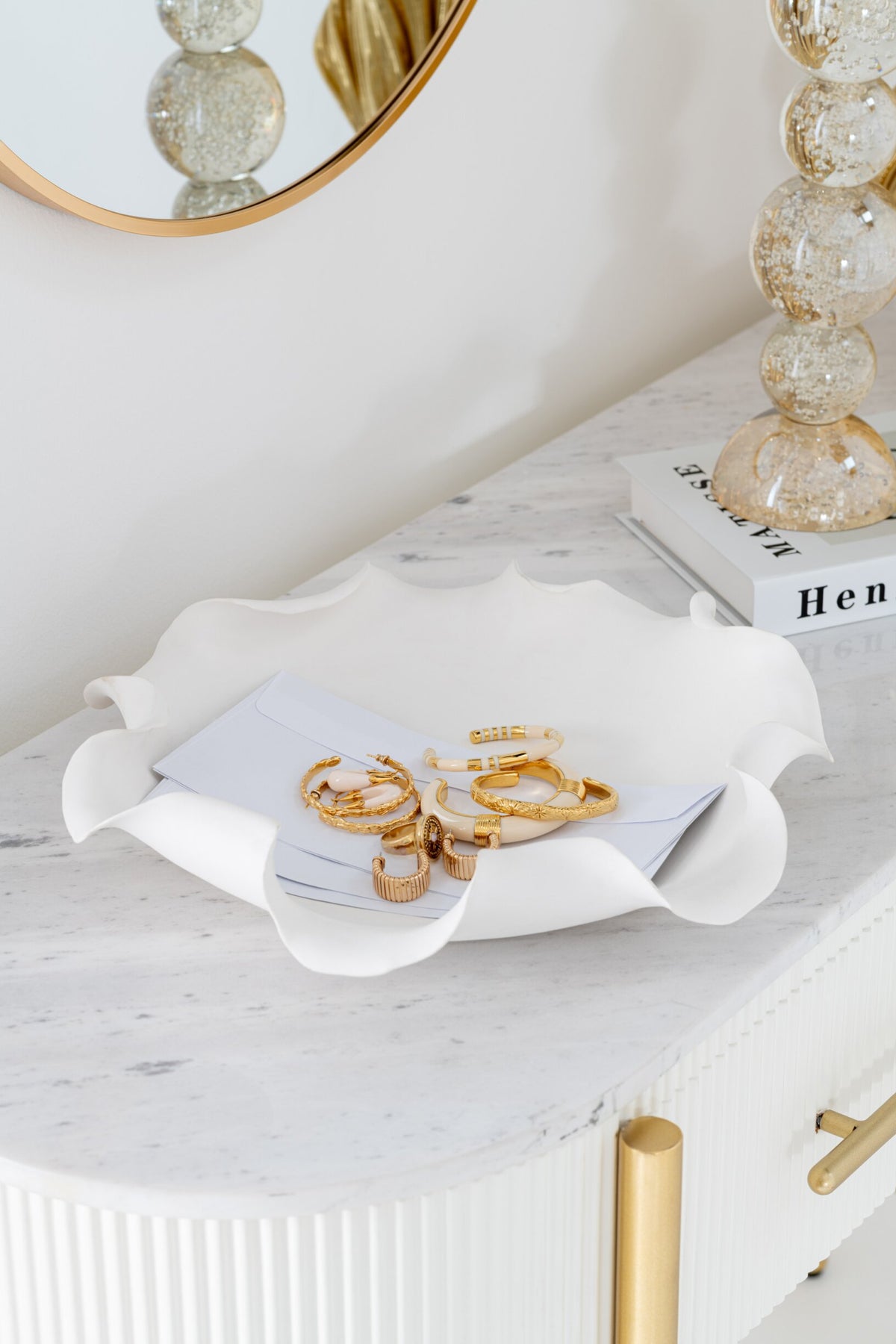 Decorative Dish Helix Irregular Ceramic White