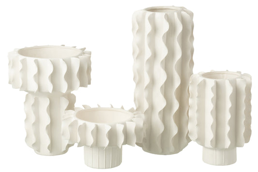 Vase Helix Cylinder Ceramic White