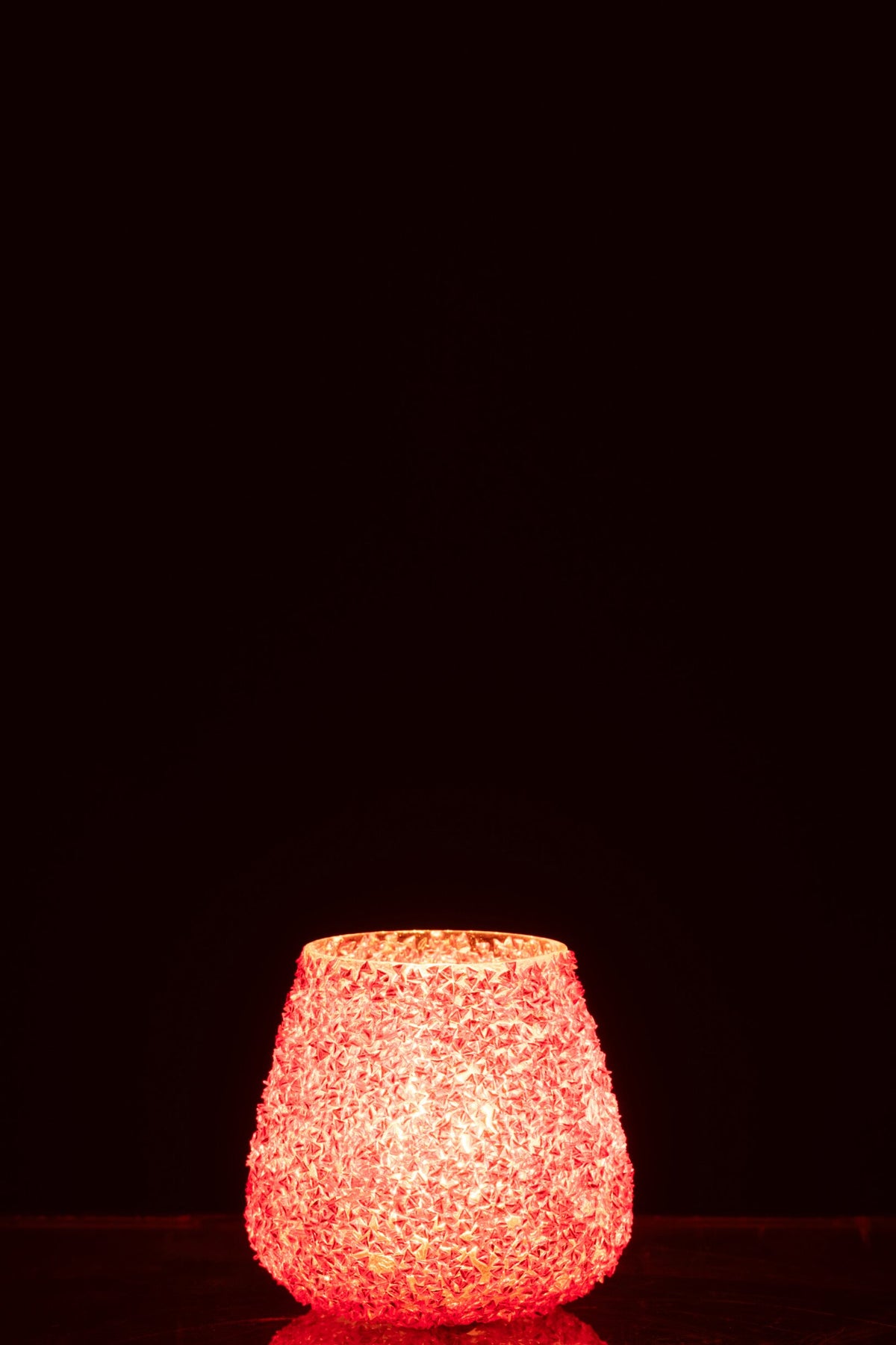 Theelichthouder Kralen Glas Donkeroranje Small