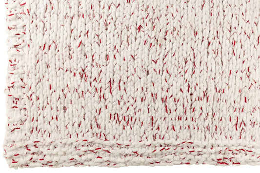 Blanket Knitted Polyester White/Christmas Red