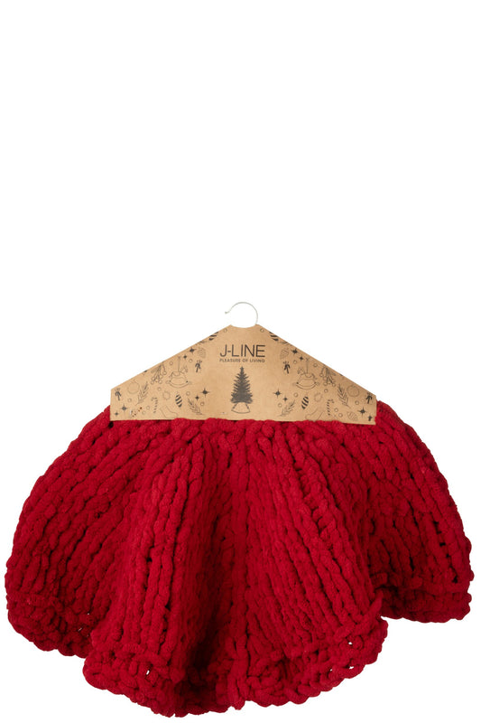 Christmas Tree Skirt Knitted Polyester Christmas Red