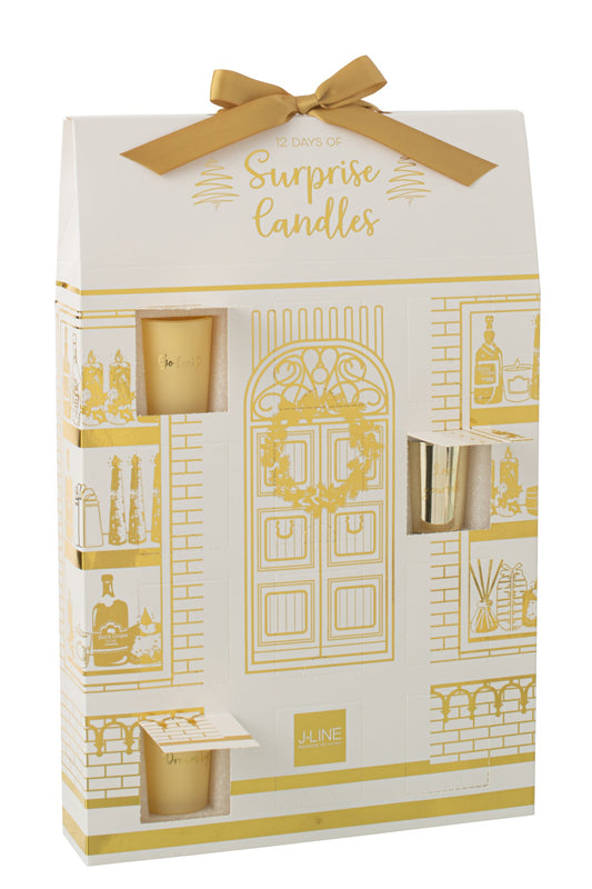 Geurkaars 12 Candles Surprise Window Was Goudkleurig/Wit