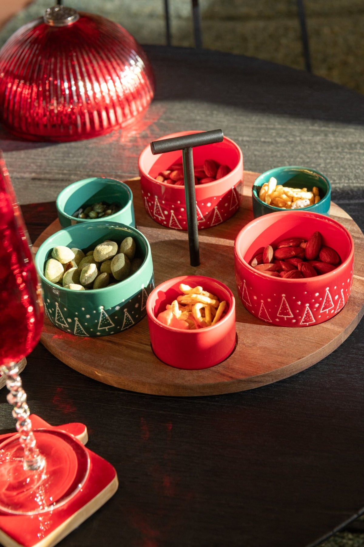 Tapas servies krijtbord kerst rood/donkergroen groot
