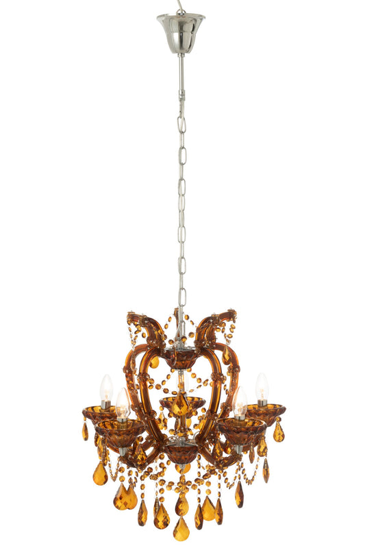 Plafonnier lustre ancien verre marron