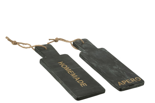 Kaasplank rechthoekig marmer zwart/goudkleurig klein assortiment van 2