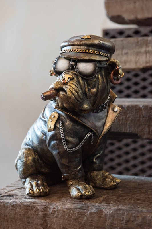 Bulldog B Cigarette Polyresin Antique Brown