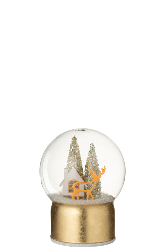 Ball LED Reindeer Glass Gold Colored/White Small