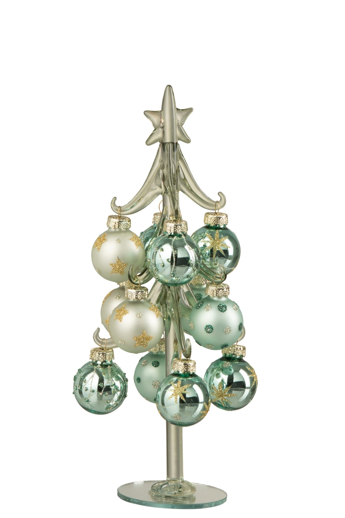 Christmas Tree + Balls Glass Mint Green/Light Blue Small