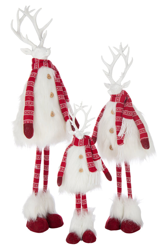 Deer Fur+Scarf Polyester White/Christmas Red Large
