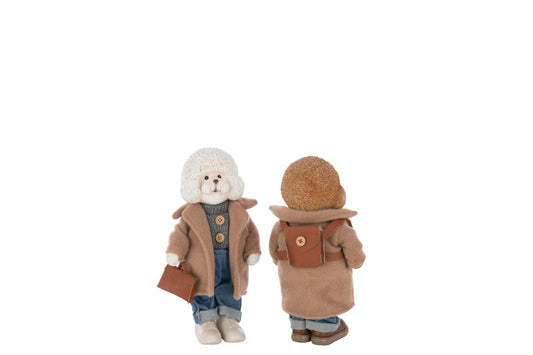 Poodle Clothe+Bag Polyresin Multicolored Small Assortment Of 2