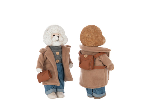 Poodle Clothe+Bag Polyresin Multicolored Large Assortment Of 2