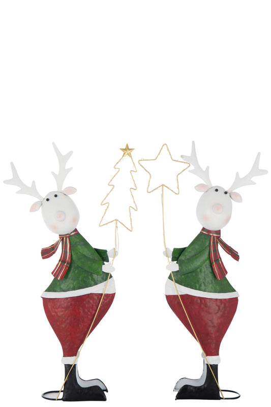 Reindeer LED Star+Tree Metal Multicolored Large Assortment Of 2
