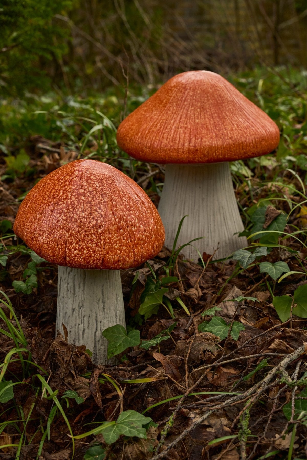 Set Of 3 Mushroom Shiny Magnesium Orange/Grey