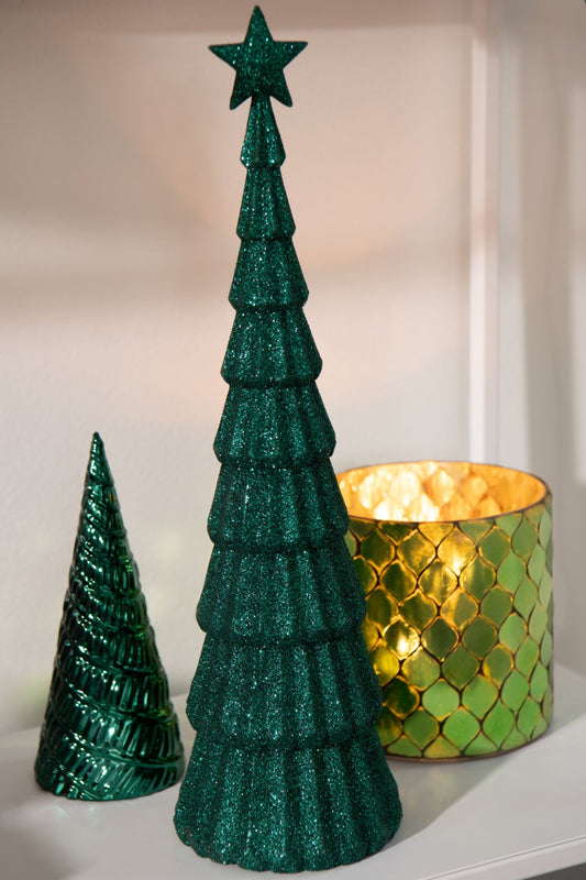 Tree Plastic Dark Green Assortment Of 2