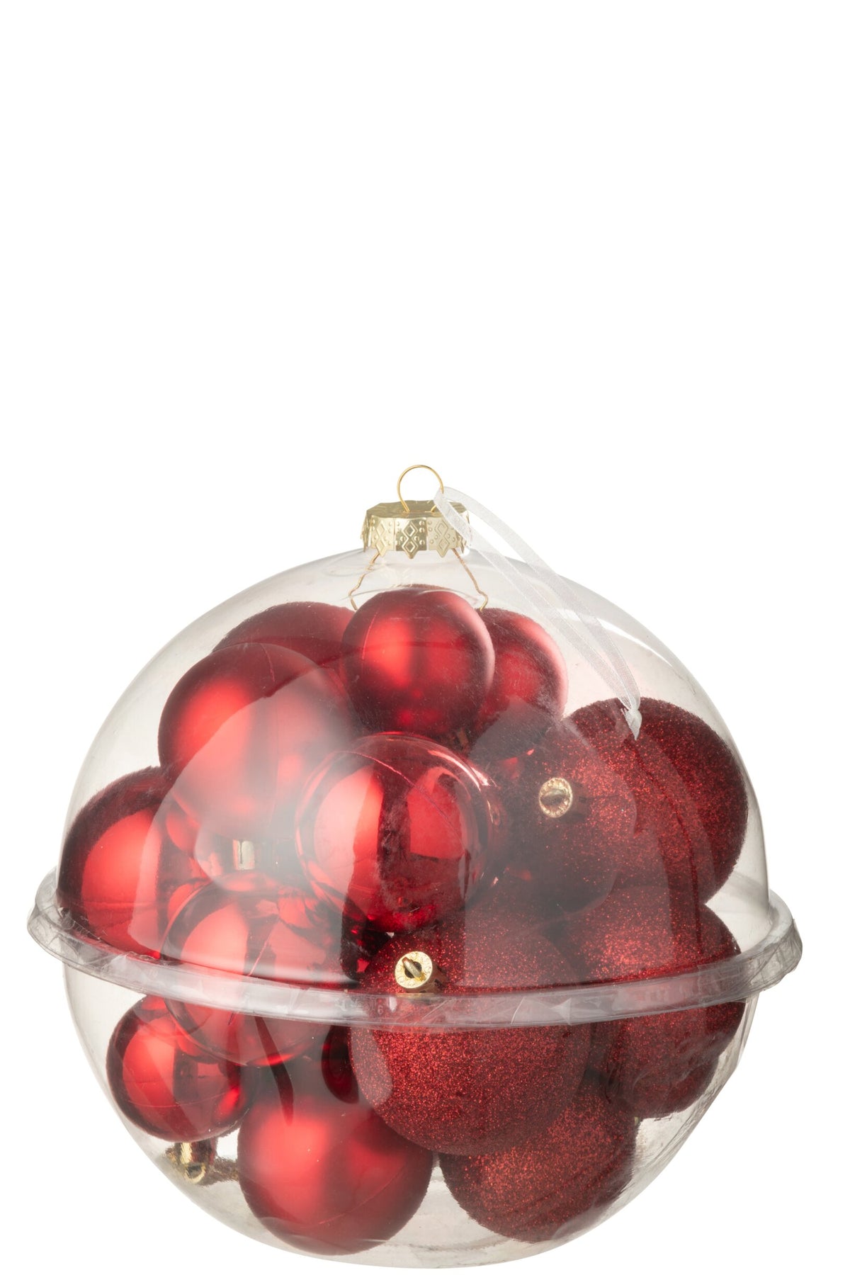 Box Of 24 Christmas Bauble Plastic Christmas Red