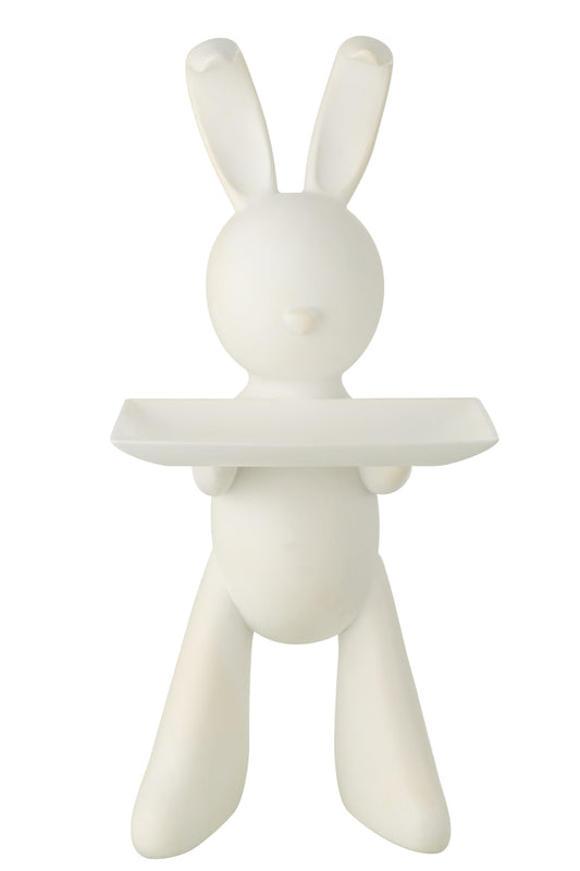 Decorative Tray Rabbit Polyresin White