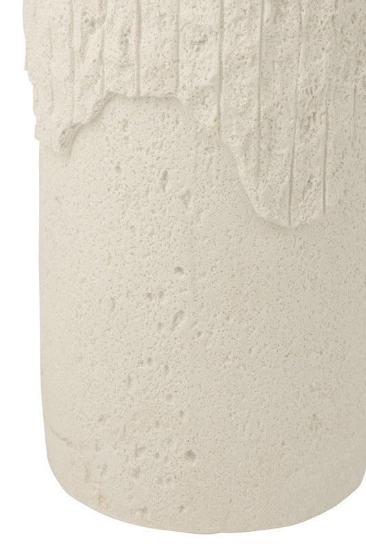 Pedestal Rocky Relief Polyresin White Large