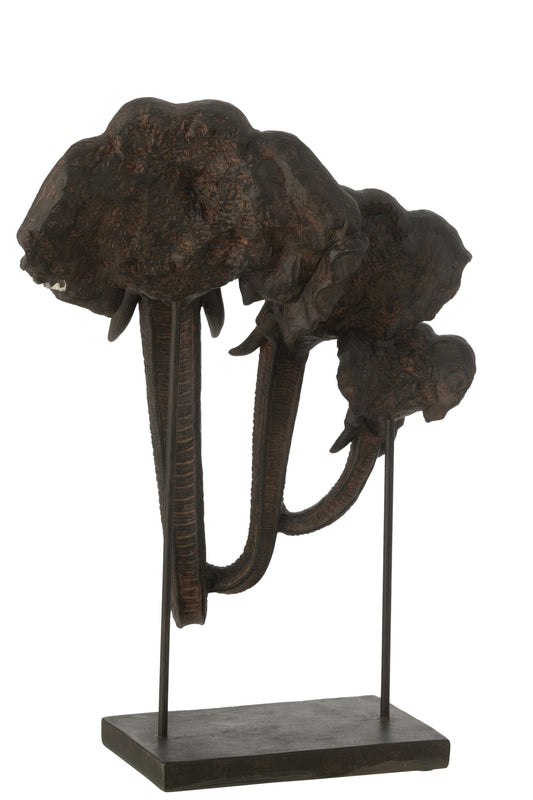 Elephant On Base Family Polyresin Dark Brown