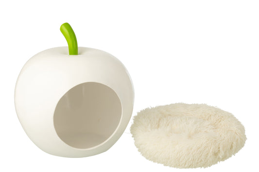 Cat Basket Apple Polyresin White/Green