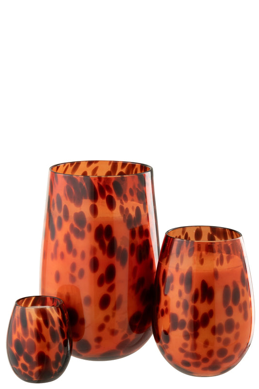 Kaars Mia Glas Oranje/Zwart Large-230u