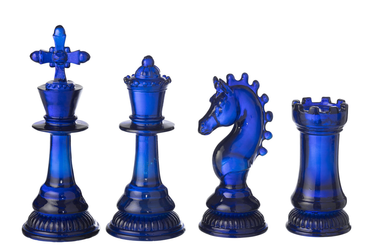 Chess Piece Transparent Polyresin Blue Large Assortment Of 4
