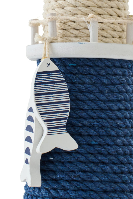 Lighthouse Decorative Rope/Pinewood Blue/White Small