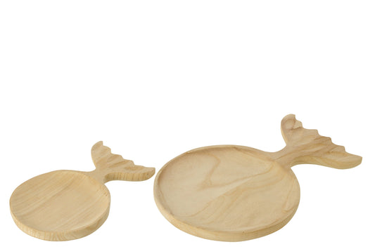 Decorative Tray Fish Tail Paulownia Wood Natural Large
