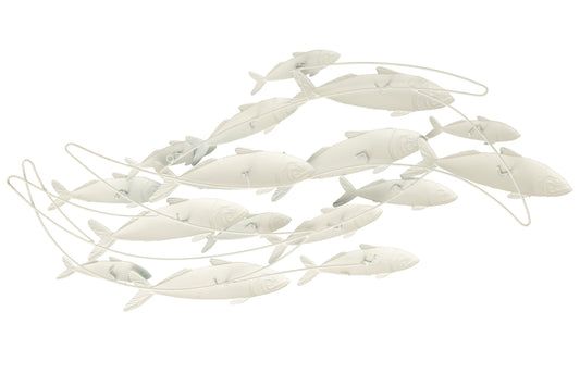 Wall Decoration Group Of Fishes Iron Blue/White