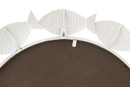 Wall Mirror Fish Iron Light Blue/White