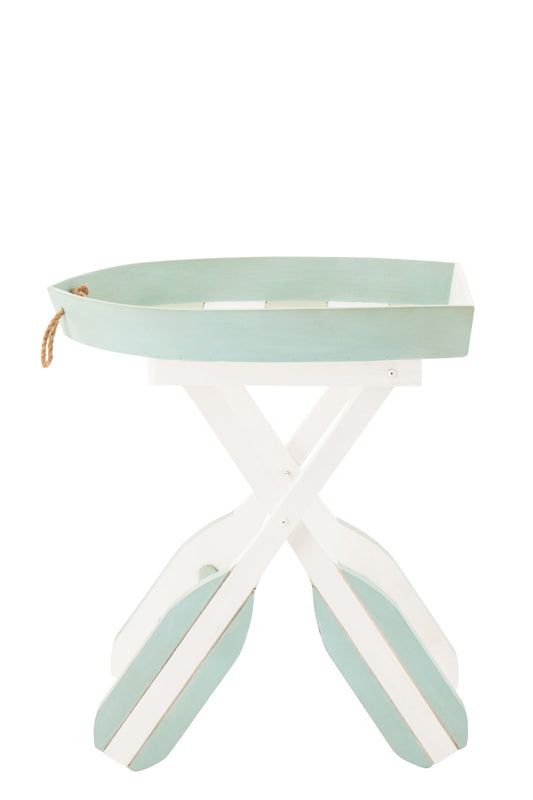 Side Table Boat Striped MDF Light Blue/White