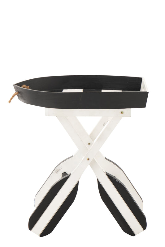 Side Table Boat Striped MDF Black/White