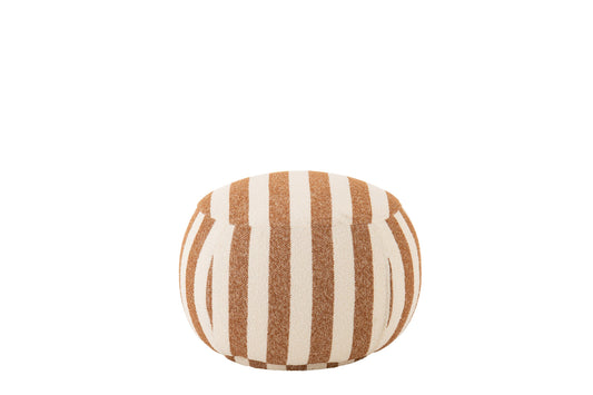 Pouffe Striped Plywood Camel/Off-White