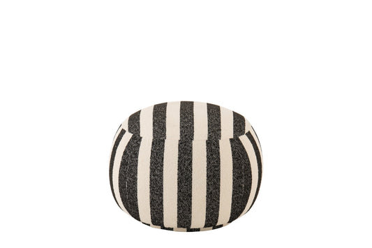 Pouffe Striped Plywood Black/Off-White