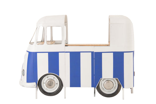 Bar Cabinet Van Striped Iron Blue/White