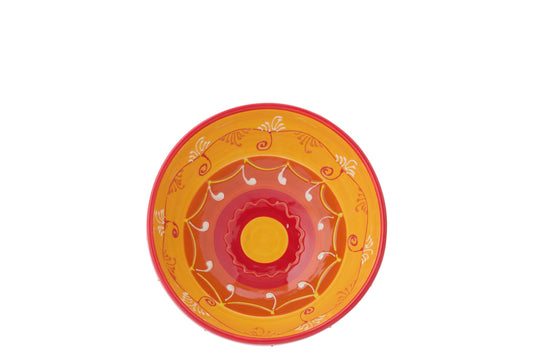 Kom keramiek oranje/rood groot