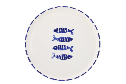 Bord vis keramiek donkerblauw
