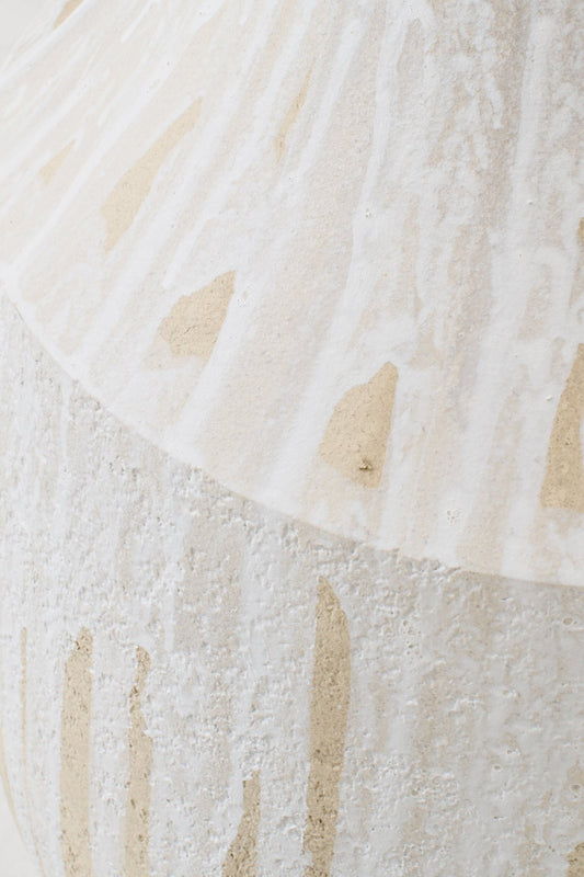 Floor Vase Ceramic White/Light Beige Small