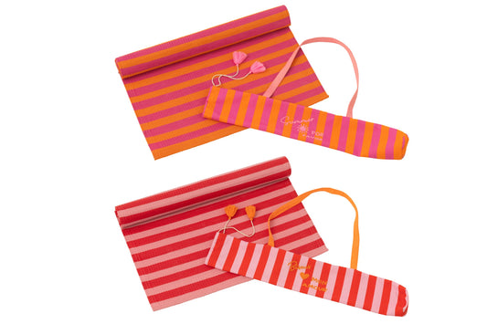 Beach Mat Summer/Bisous Striped Polypropylene Multi Assortment Of 2