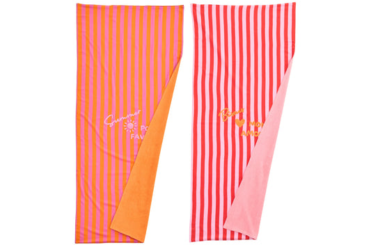 Beach Towel Summer/Bisous Striped Cotton Multi Assortment Of 2