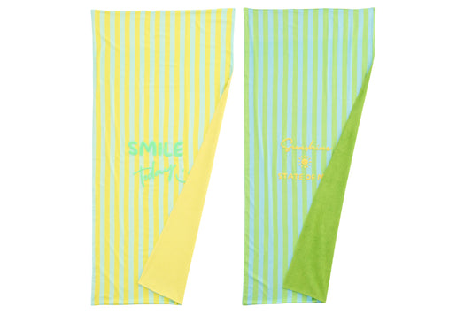 Beach Towel Sunshine/Smile Striped Cotton Multi Assortment Of 2