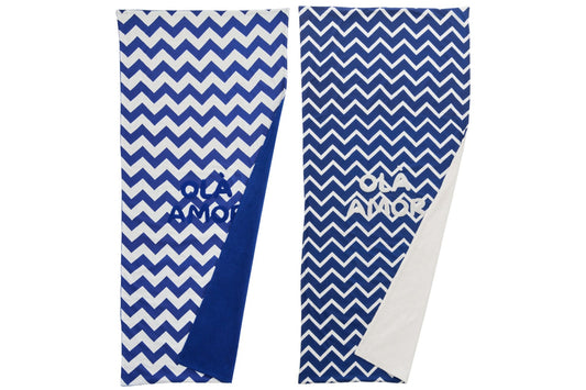 Beach Towel Ola Amor Cotton White/Dark Blue Assortment Of 2