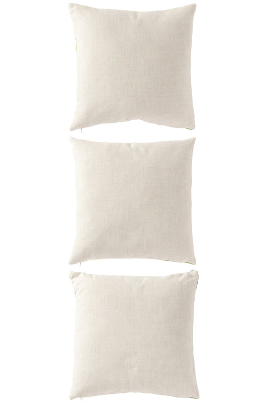 Cushion Square Polyester Green/Off-White Assortment Of 3