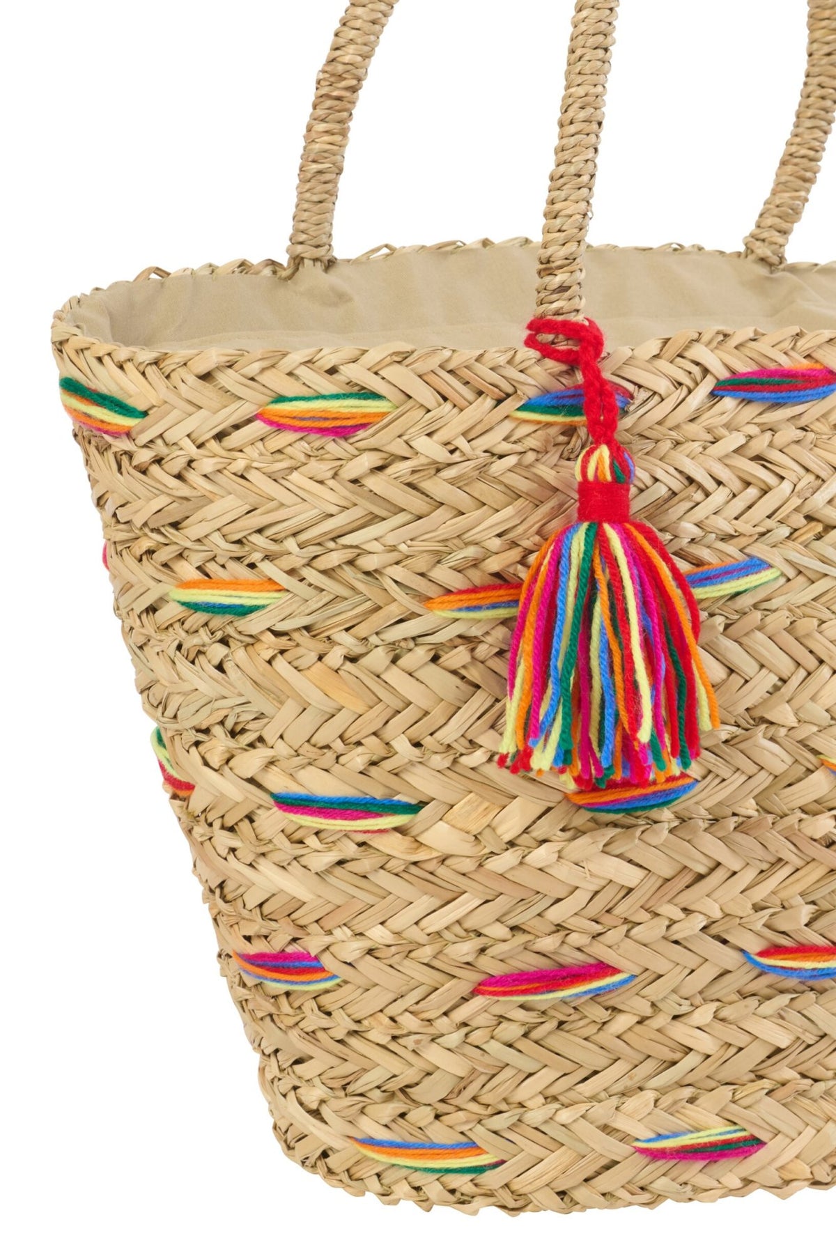 Tas gestreept zeegras meerkleurig assortiment van 2