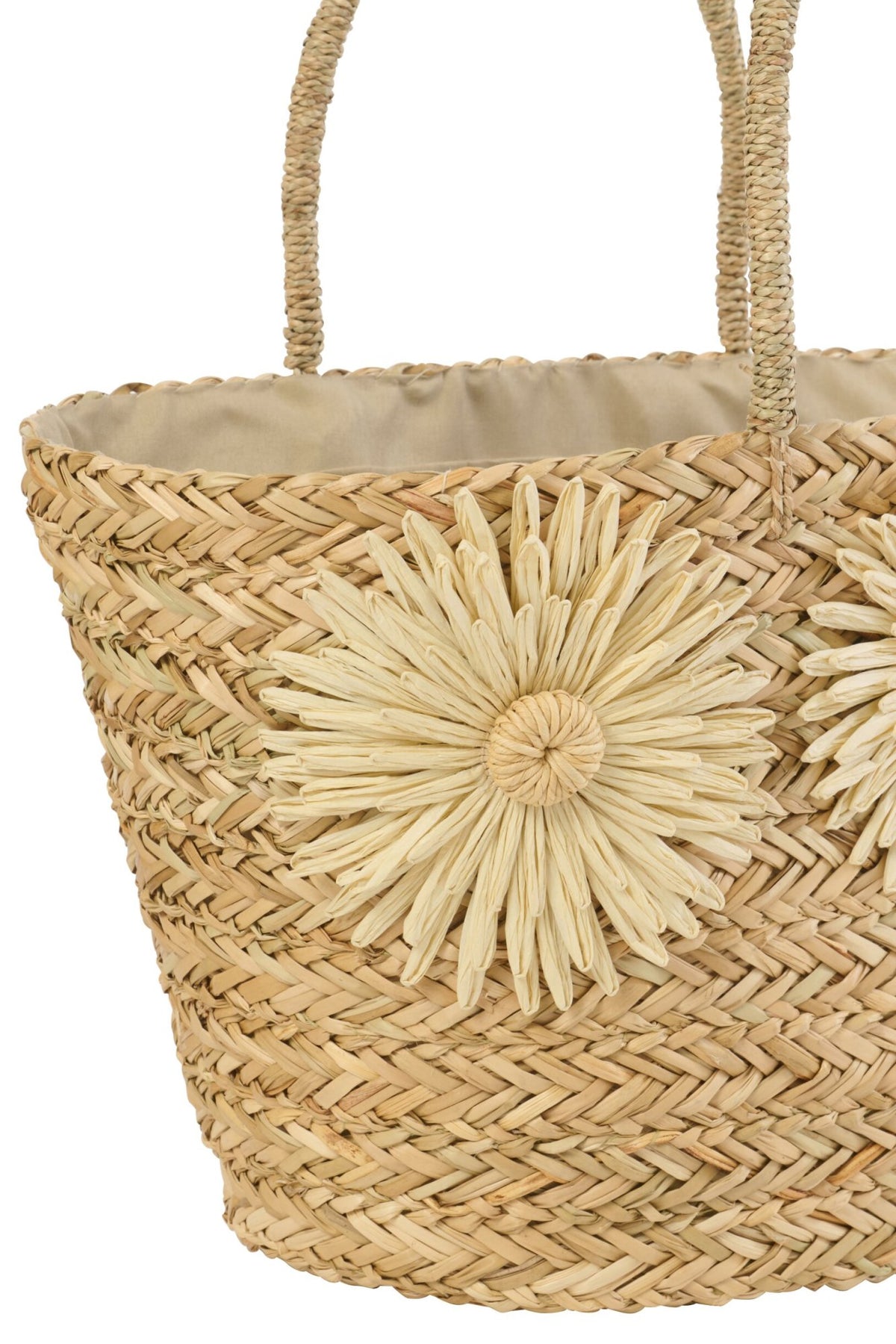 Tas zonnebloem zeegras naturel/kakigroen assortiment van 2