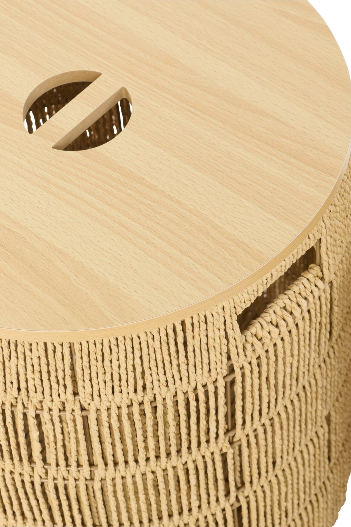 Set of 2 round natural paper baskets + lid