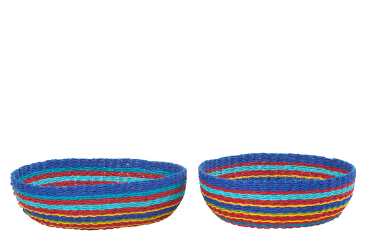 Set Of 2 Decorative Bowl Striped Paper Multi