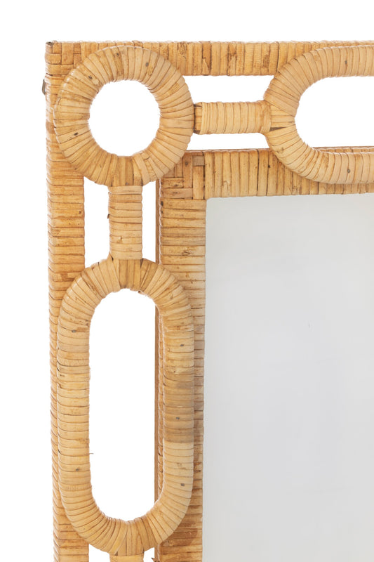 Wall Mirror Ring Rattan Natural Small
