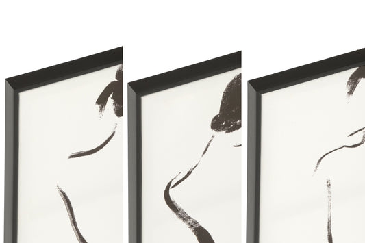 Wall Decoration Women MDF Natural/Black Assortment Of 3